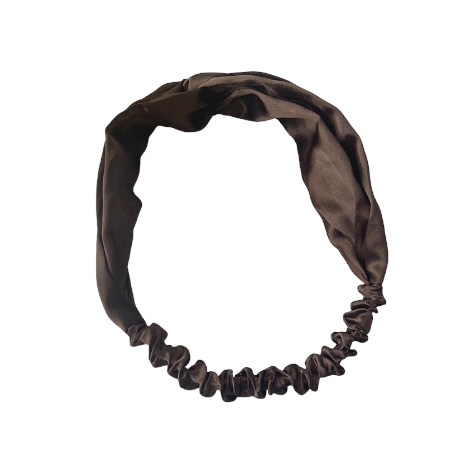 Satin Cross Knot Headband - Brown · Natural Eclipse